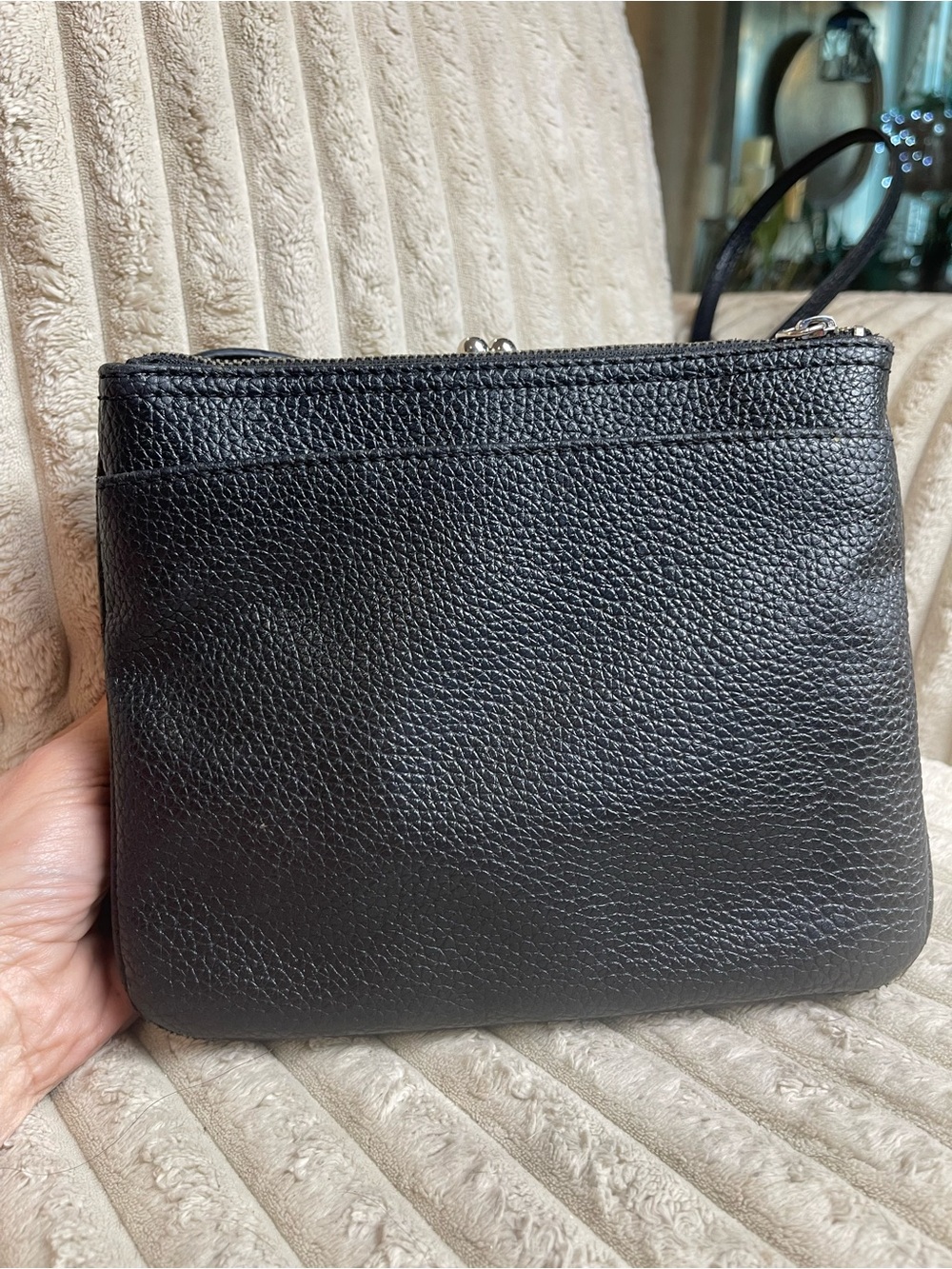 Nine West Black Pebbled Crossbody Bag Silver Logo Plaque Purse - Picture 4 of 6